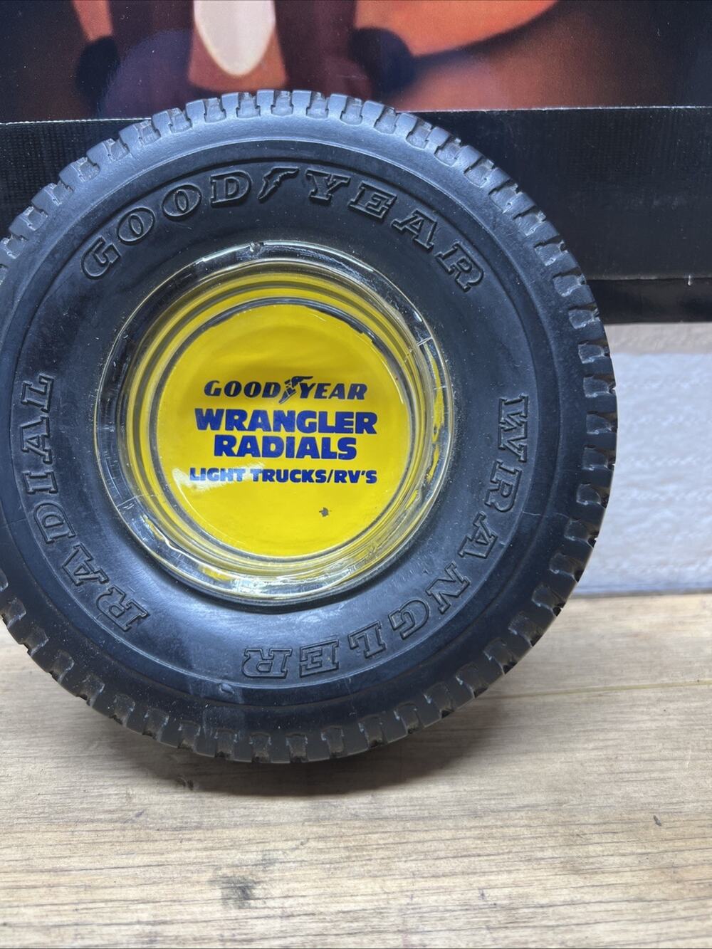 New Vintage Goodyear Wrangler Radials Glass Ashtray